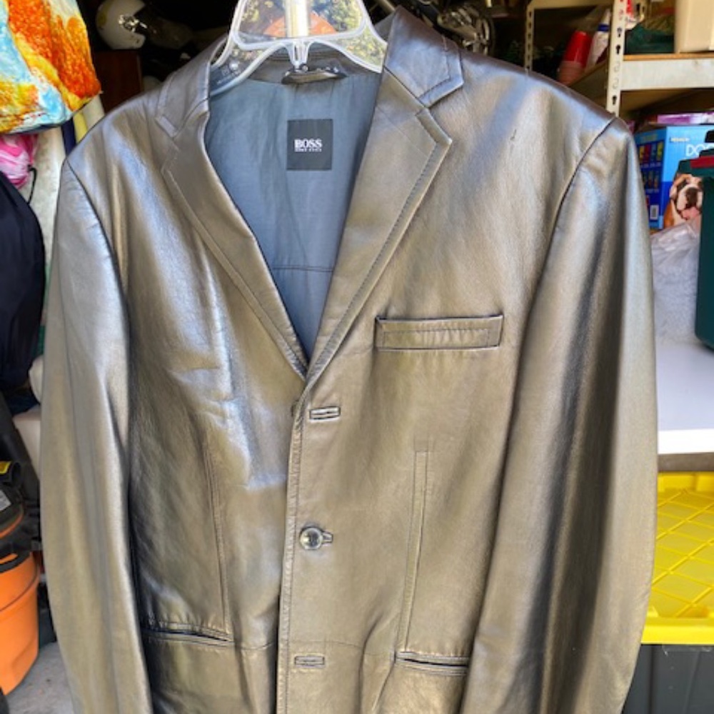 Hugo Boss Lambskin leather suit jacket.